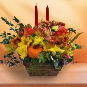 Fall pumpkin candle centerpiece
