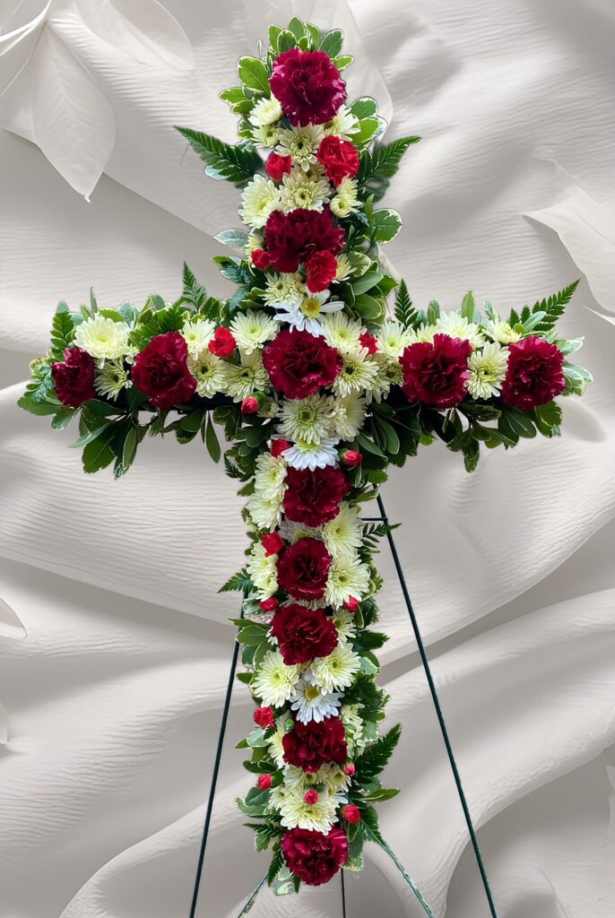 red and white Cross standing spray - Main view