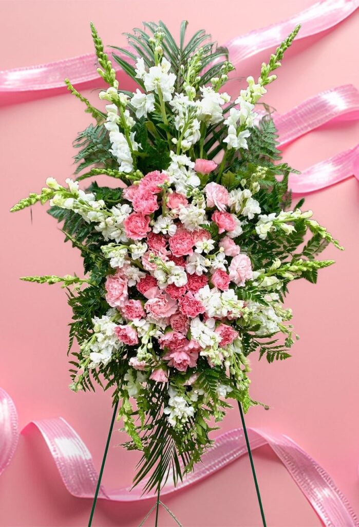 Pretty in pink condolence spray - Main view