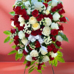 Red and white standing spray