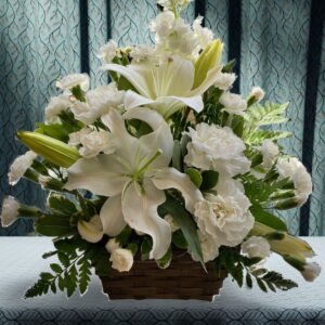 white sympathy basket