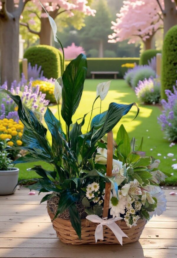 Peace Lily Plant Basket