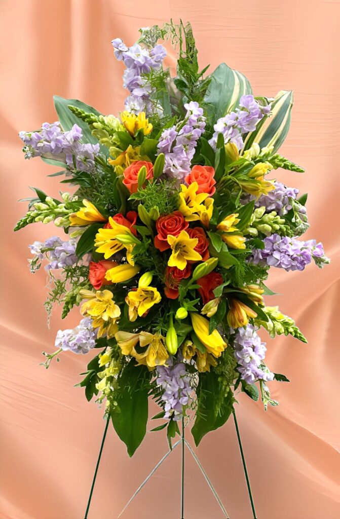 Sunset condolence standing spray - Main view