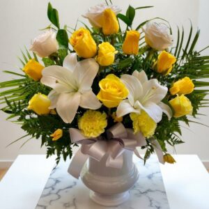 yellow memories floral urn