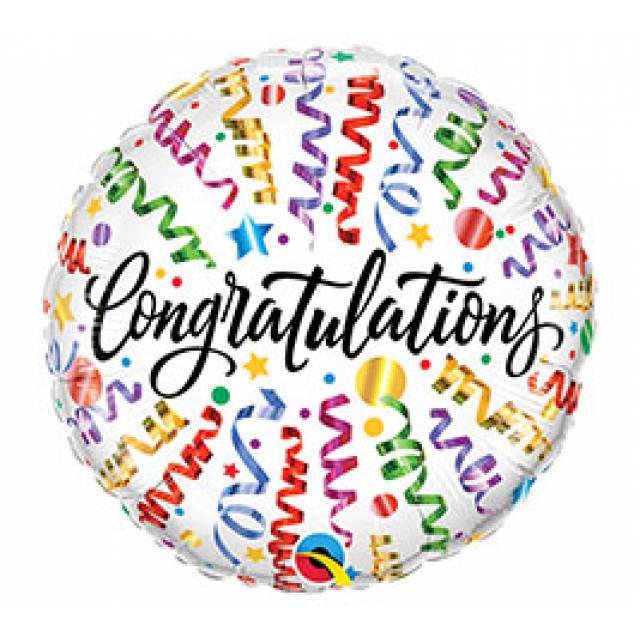 Congratulations  (White w/ Streamers) - Main view